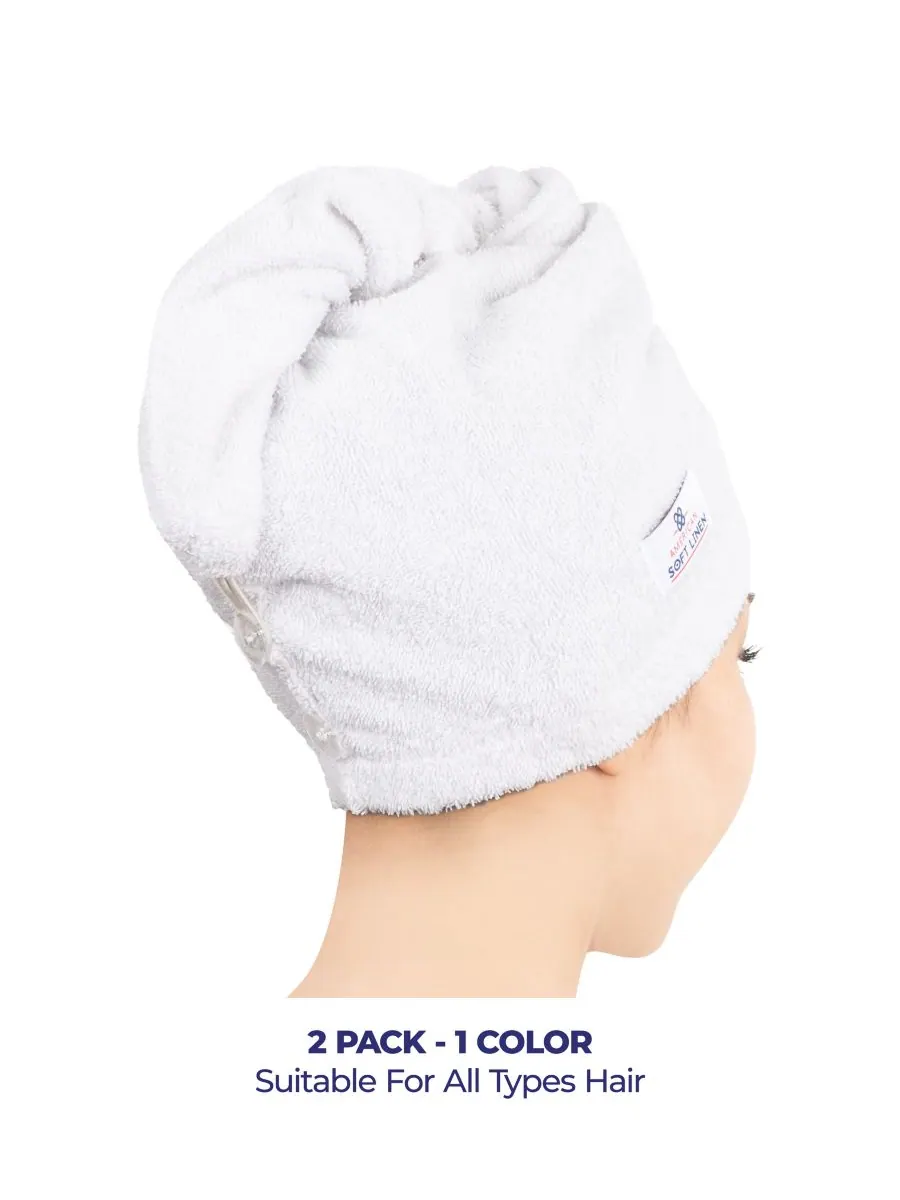 Набор из 2 полотенец для сушки волос, 60 см x 33 см American Soft Linen — изображение 3 из 6, белый