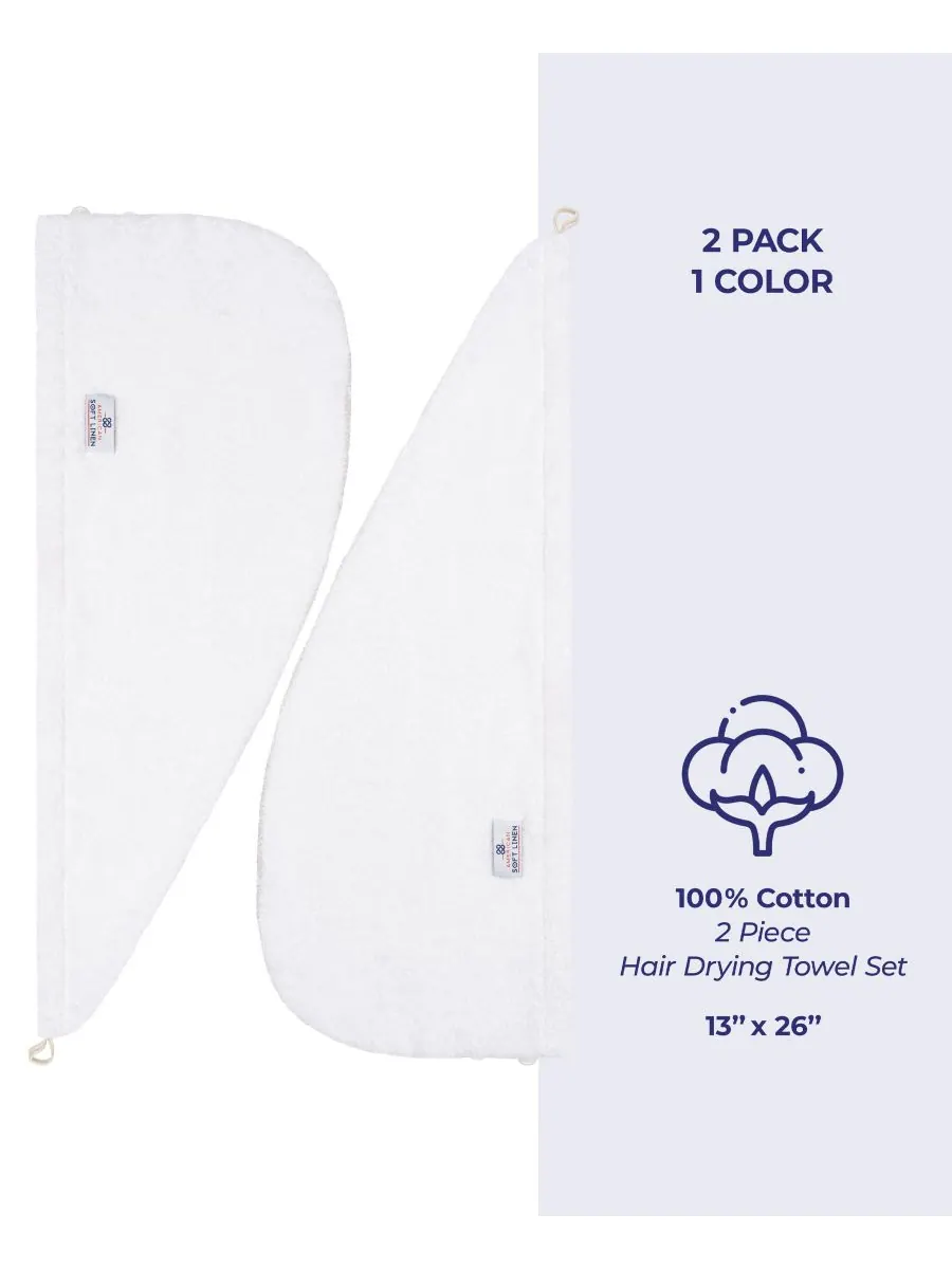Набор из 2 полотенец для сушки волос, 60 см x 33 см American Soft Linen — изображение 4 из 6, белый