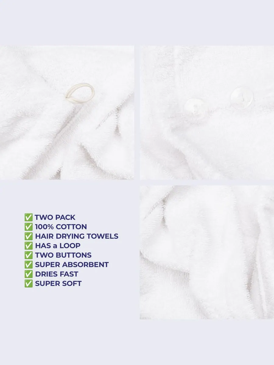 Набор из 2 полотенец для сушки волос, 60 см x 33 см American Soft Linen — изображение 5 из 6, белый