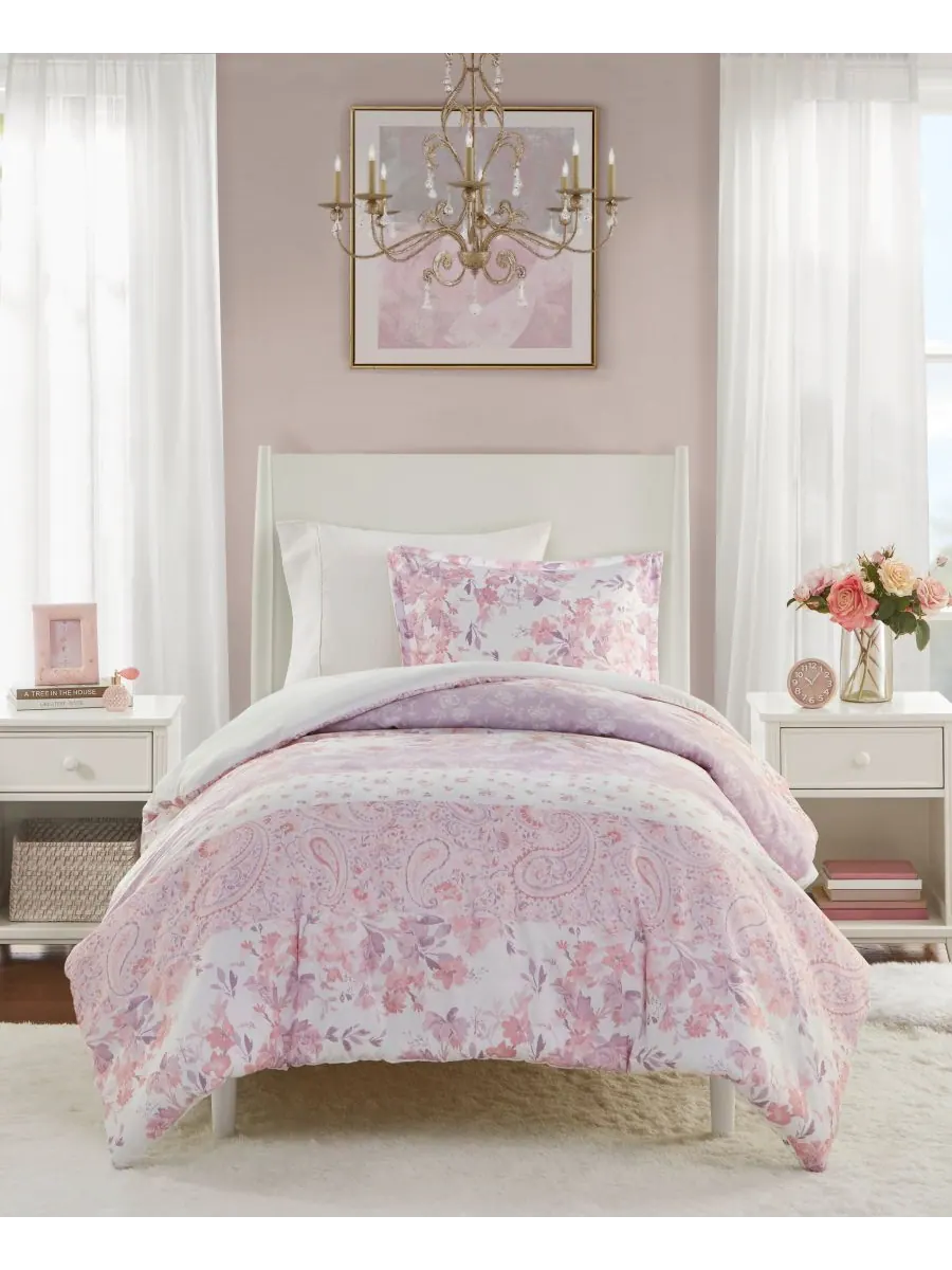Комплект постельного белья Oliena Floral Paisley, 2 предмета, размер Twin/Twin XL Intelligent Design — розовый