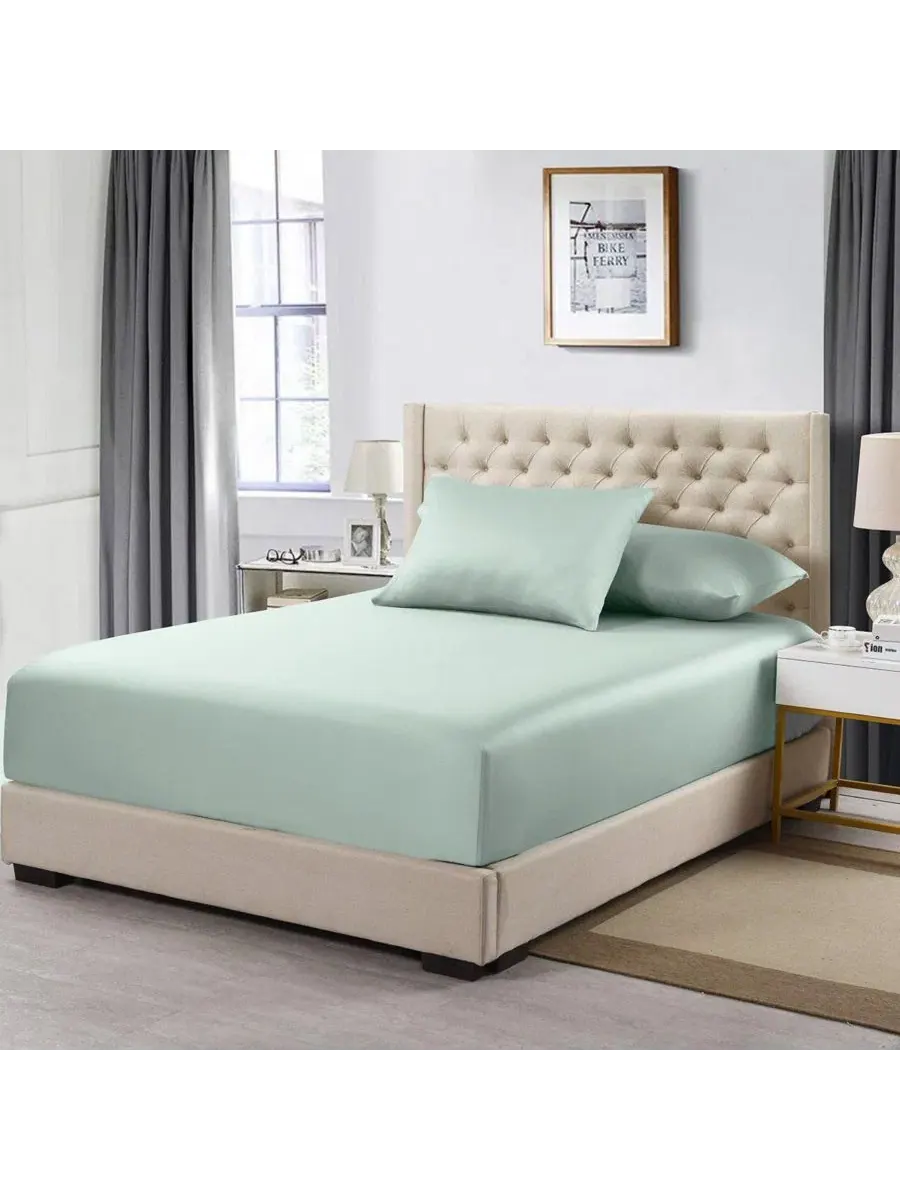Просторная простыня на резинке, 300 нитей, 100% хлопок Egyptian Linens — изображение 1 из 3, синий