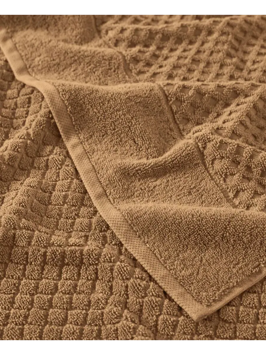 Комплект банных полотенец Diamond Waffle Texture 6 предметов Linery & Co — изображение 3 из 6, коричневый