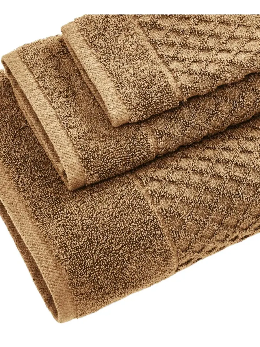 Комплект банных полотенец Diamond Waffle Texture 6 предметов Linery & Co — изображение 4 из 6, коричневый