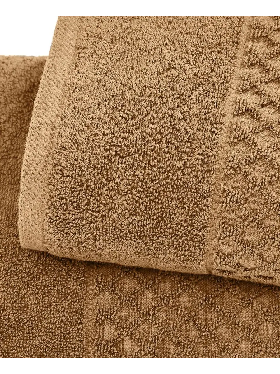 Комплект банных полотенец Diamond Waffle Texture 6 предметов Linery & Co — изображение 6 из 6, коричневый