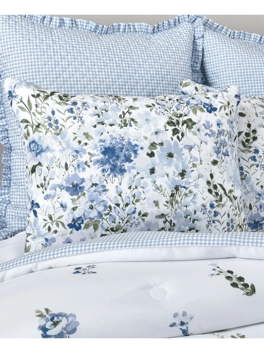 Комплект постельного белья Kourtney Floral из 4 предметов, размер King Royal Court — изображение 3 из 6, синий