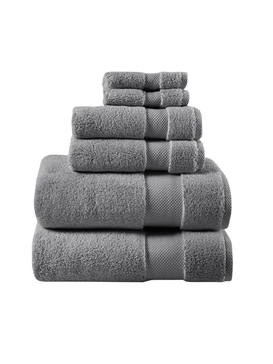Набор банных полотенец Splendor Cotton, 6 предметов Madison Park Signature — серый