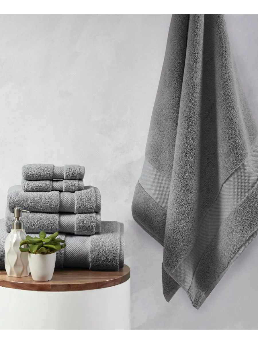 Набор банных полотенец Splendor Cotton, 6 предметов Madison Park Signature — изображение 2 из 10, темно-серый