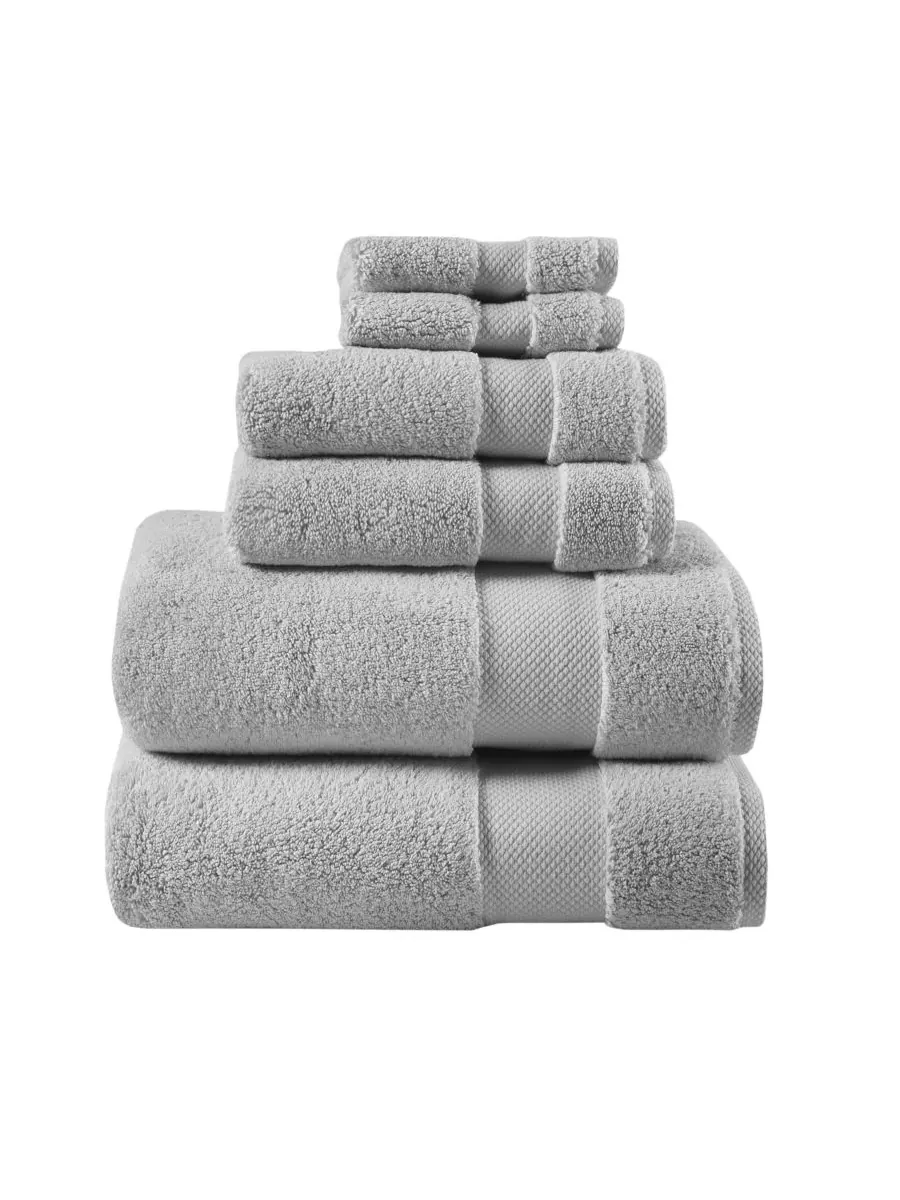 Набор банных полотенец Splendor Cotton, 6 предметов Madison Park Signature — изображение 1 из 7, серый