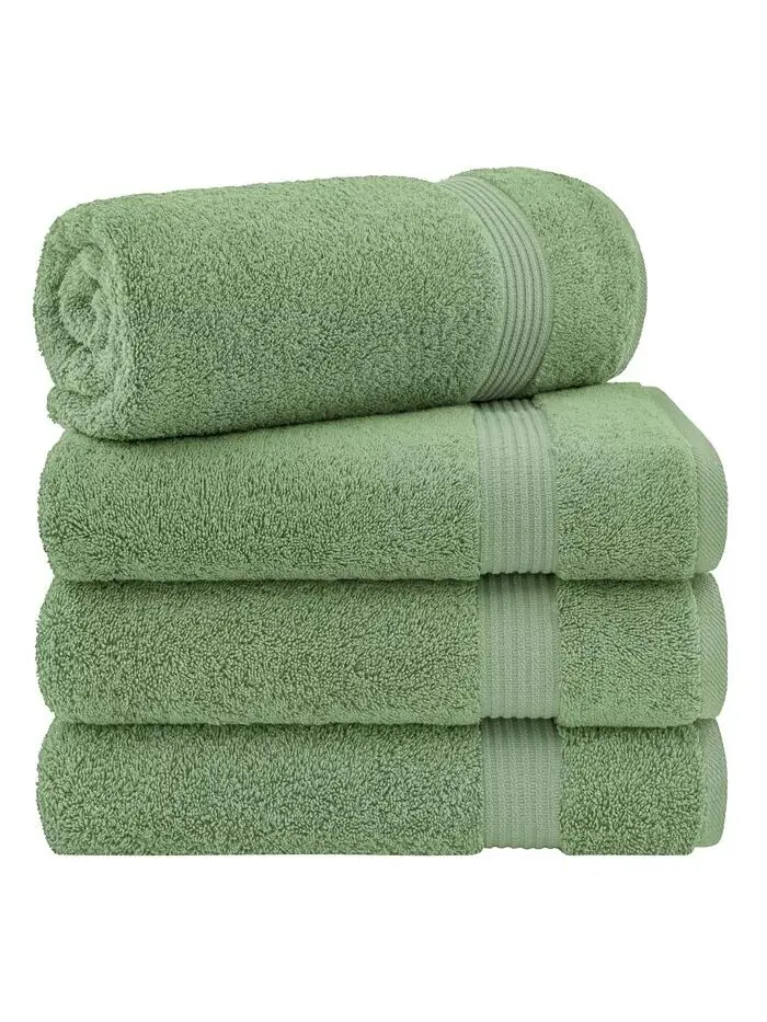 Набор банных полотенец American Soft Linen Bekos Premium из 100% турецкого хлопка, 4 шт — зеленый