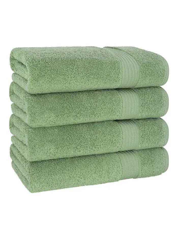 Набор банных полотенец American Soft Linen Bekos Premium из 100% турецкого хлопка, 4 шт — изображение 4 из 5, зеленый