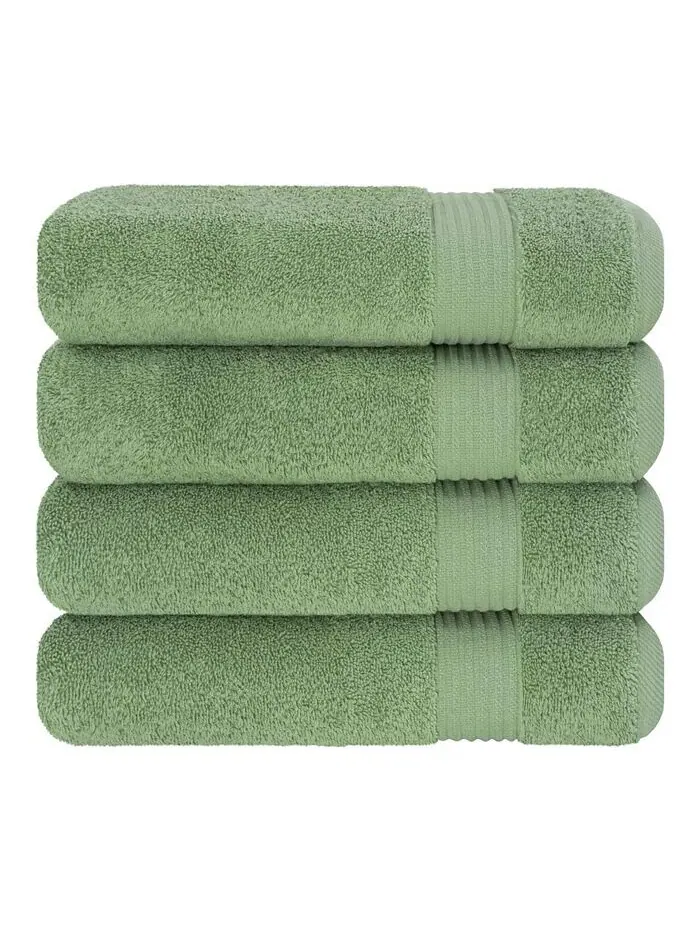Набор банных полотенец American Soft Linen Bekos Premium из 100% турецкого хлопка, 4 шт — изображение 5 из 5, зеленый