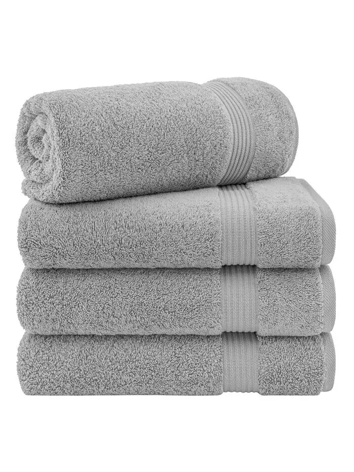 Набор банных полотенец American Soft Linen Bekos Premium из 100% турецкого хлопка, 4 шт — изображение 1 из 5, серый