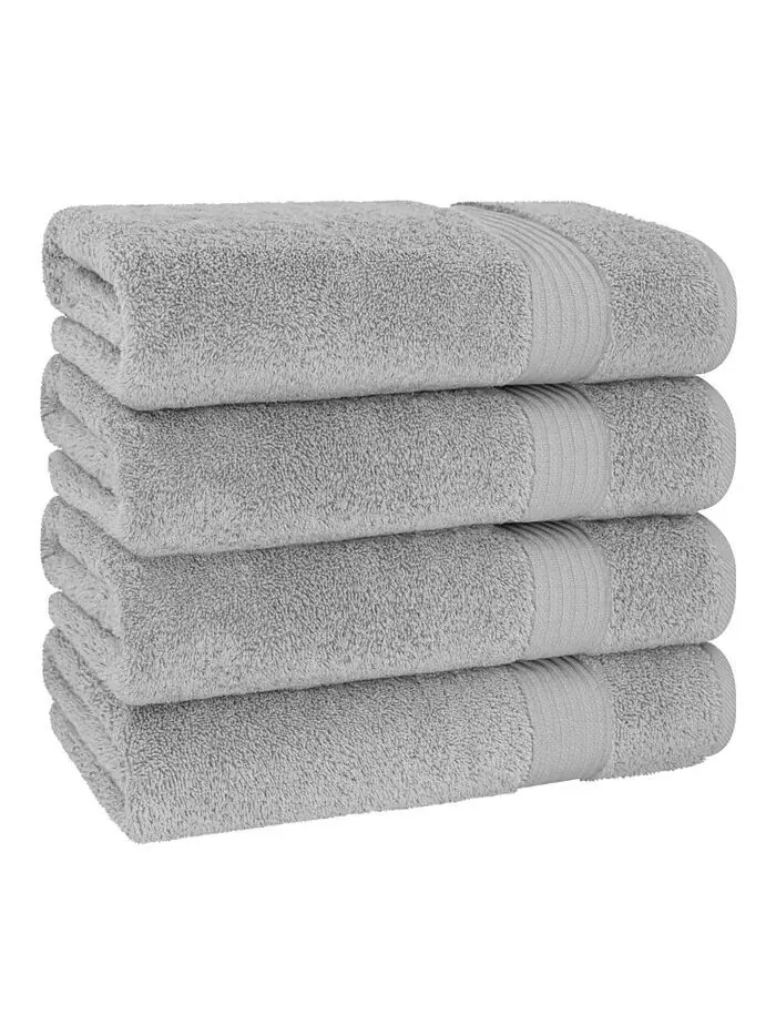 Набор банных полотенец American Soft Linen Bekos Premium из 100% турецкого хлопка, 4 шт — изображение 4 из 5, серый