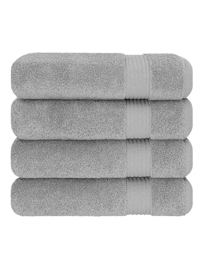 Набор банных полотенец American Soft Linen Bekos Premium из 100% турецкого хлопка, 4 шт — изображение 5 из 5, серый