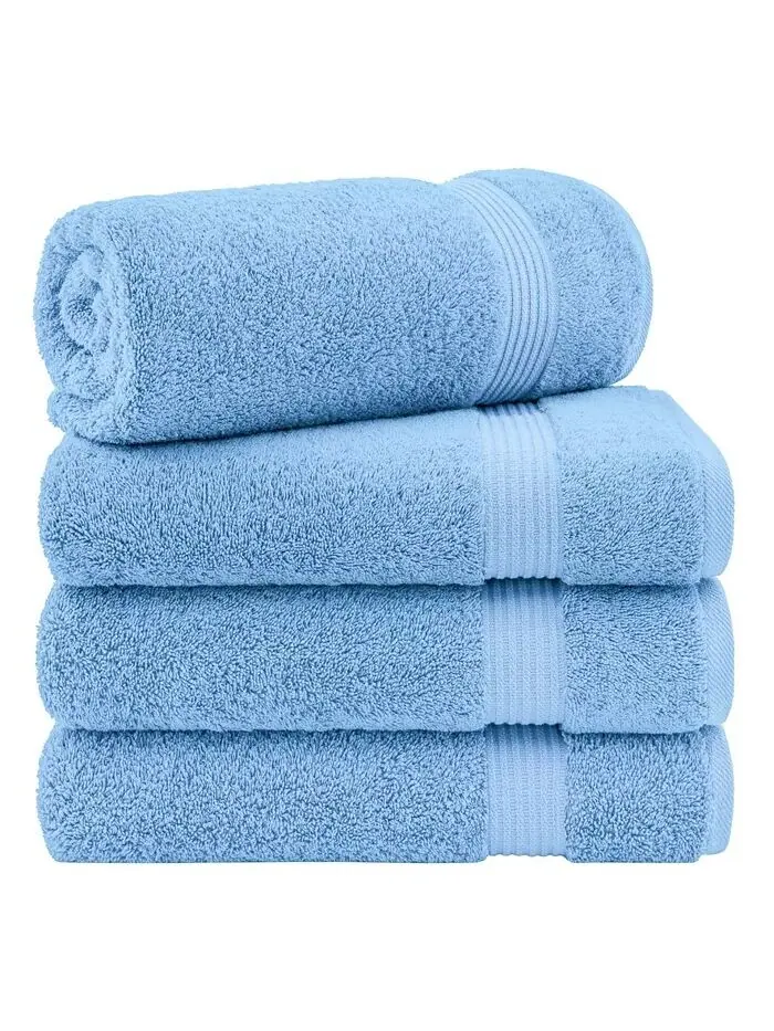 Набор банных полотенец American Soft Linen Bekos Premium из 100% турецкого хлопка, 4 шт — изображение 1 из 5, синий