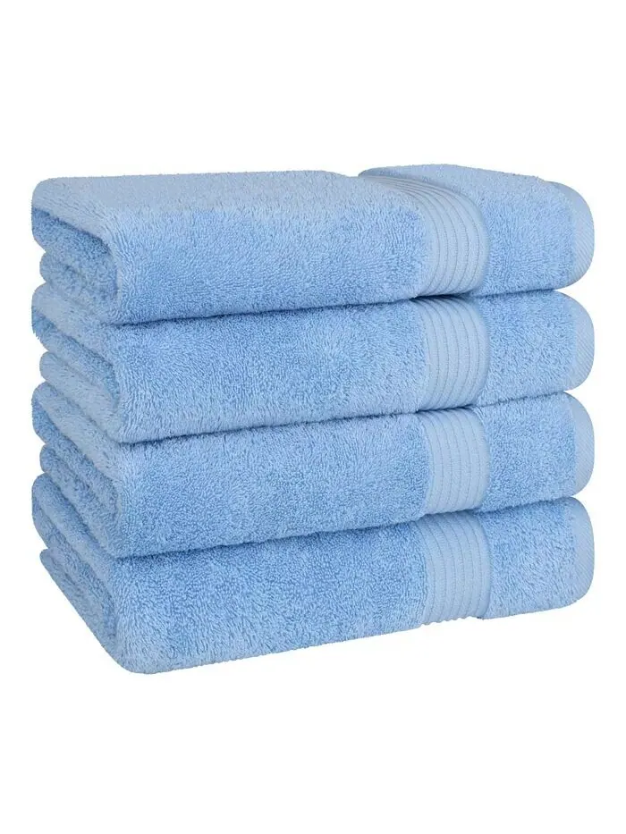 Набор банных полотенец American Soft Linen Bekos Premium из 100% турецкого хлопка, 4 шт — изображение 4 из 5, синий