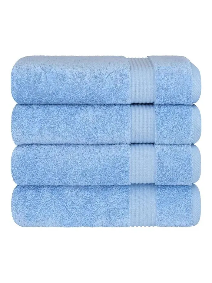 Набор банных полотенец American Soft Linen Bekos Premium из 100% турецкого хлопка, 4 шт — изображение 5 из 5, синий