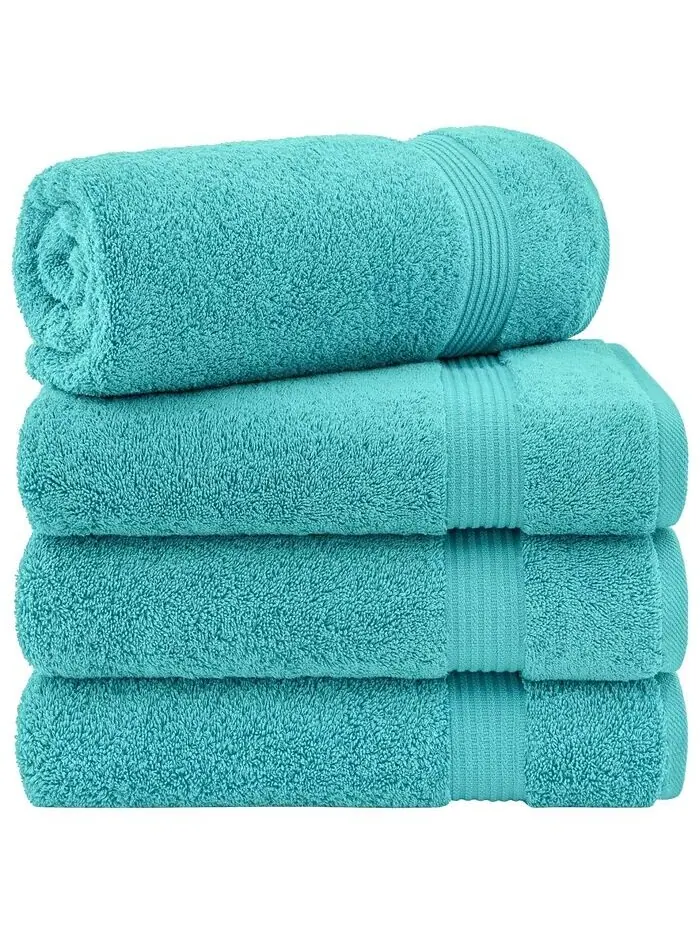 Набор банных полотенец American Soft Linen Bekos Premium из 100% турецкого хлопка, 4 шт — изображение 1 из 5, синий