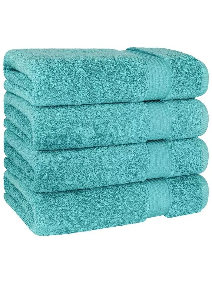 Набор банных полотенец American Soft Linen Bekos Premium из 100% турецкого хлопка, 4 шт — изображение 4 из 5, синий