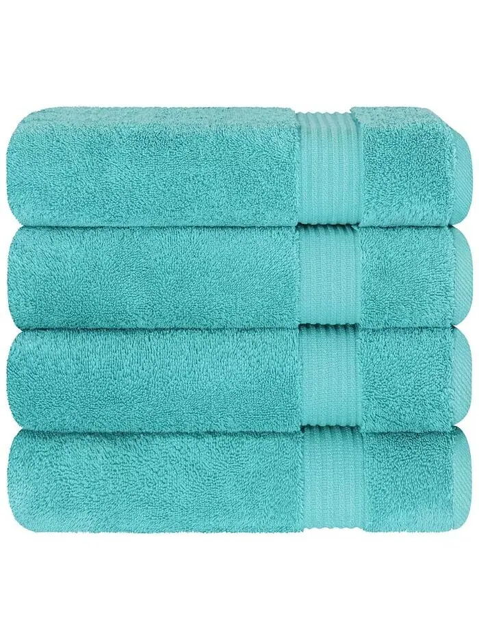 Набор банных полотенец American Soft Linen Bekos Premium из 100% турецкого хлопка, 4 шт — изображение 5 из 5, синий