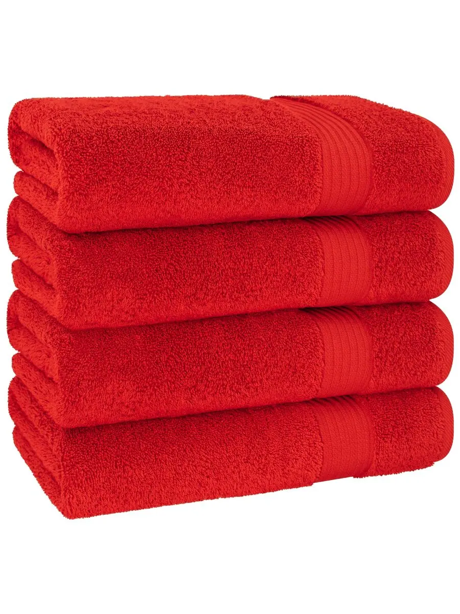Набор банных полотенец Bekos Premium из 100% турецкого хлопка, 4 предмета American Soft Linen — изображение 4 из 5, красный