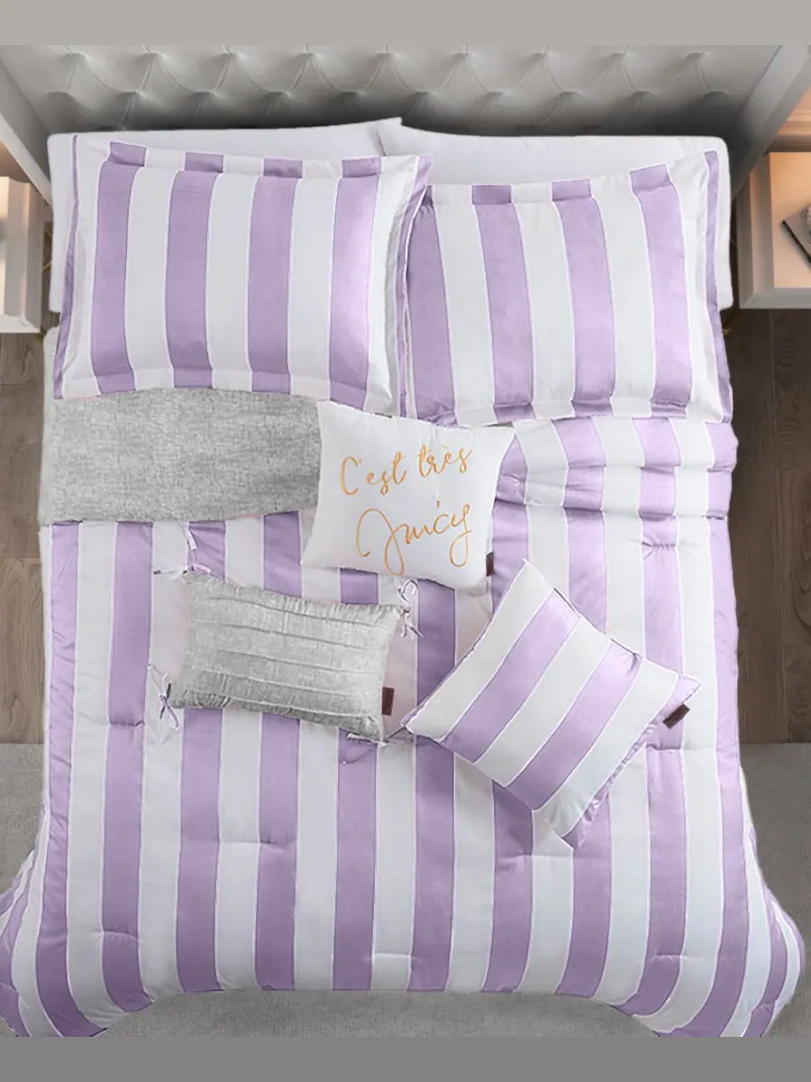 Комплект постельного белья Cabana Stripe, двусторонний, 5 предметов, размер Twin/Twin XL Juicy — изображение 7 из 7, белый