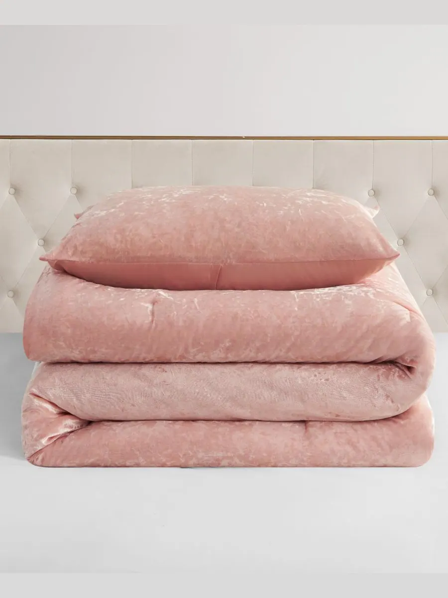Комплект постельного белья из мятого бархата, 2 предмета, размер Twin Juicy Couture — изображение 2 из 7, розовый