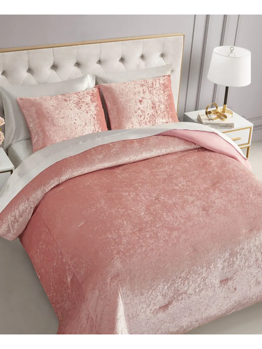 Комплект постельного белья из мятого бархата, 2 предмета, размер Twin Juicy Couture — изображение 3 из 7, розовый