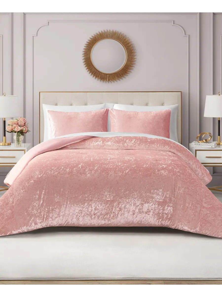 Комплект постельного белья из мятого бархата, 2 предмета, размер Twin Juicy Couture — изображение 6 из 7, розовый