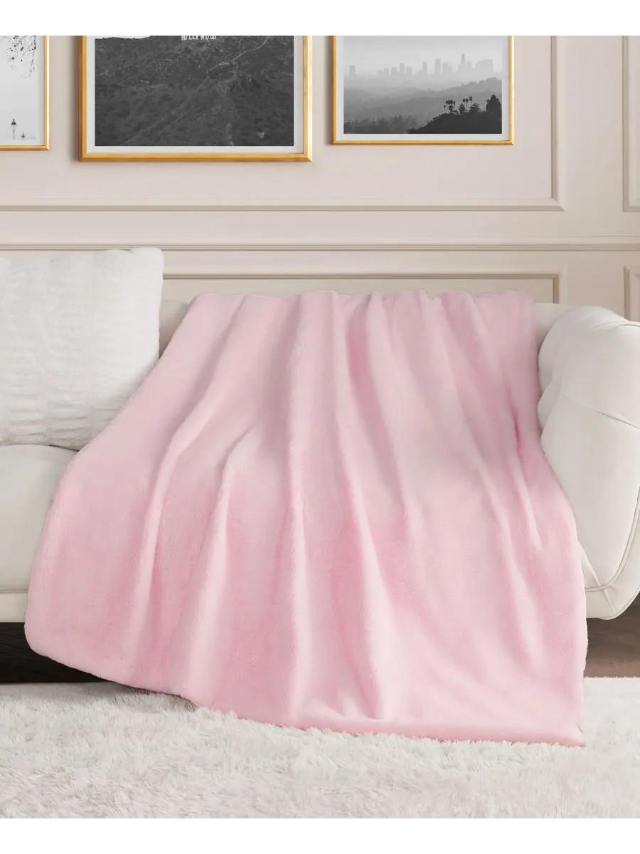 Плед из искусственного меха кроличьего меха, 50 x 70 дюймов Juicy Couture — изображение 1 из 7, розовый
