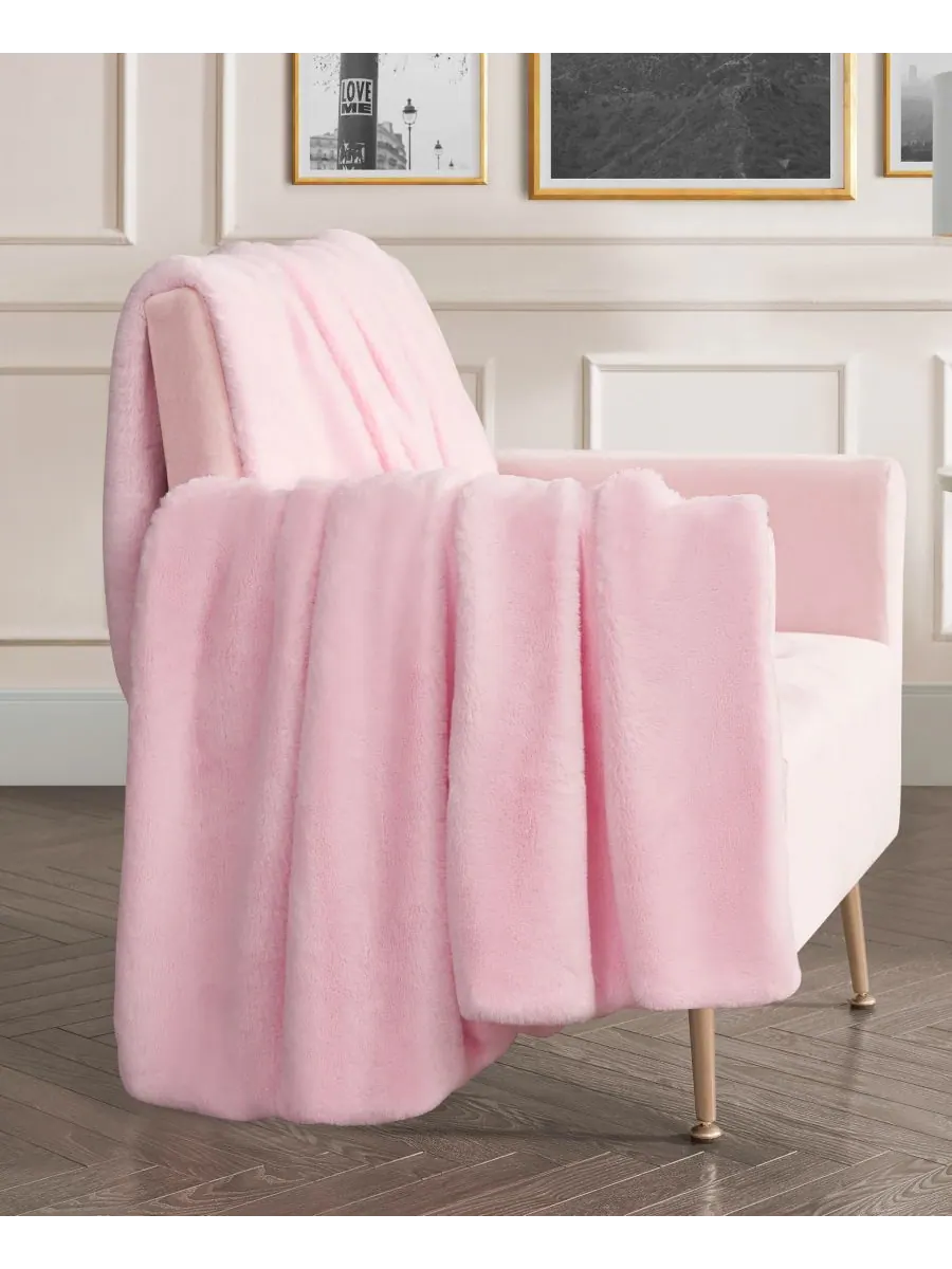 Плед из искусственного меха кроличьего меха, 50 x 70 дюймов Juicy Couture — изображение 2 из 7, розовый