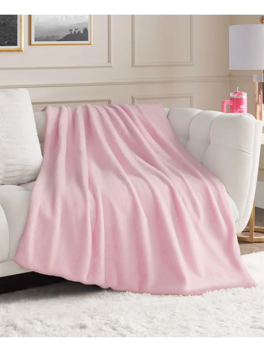 Плед из искусственного меха кроличьего меха, 50 x 70 дюймов Juicy Couture — изображение 3 из 7, розовый