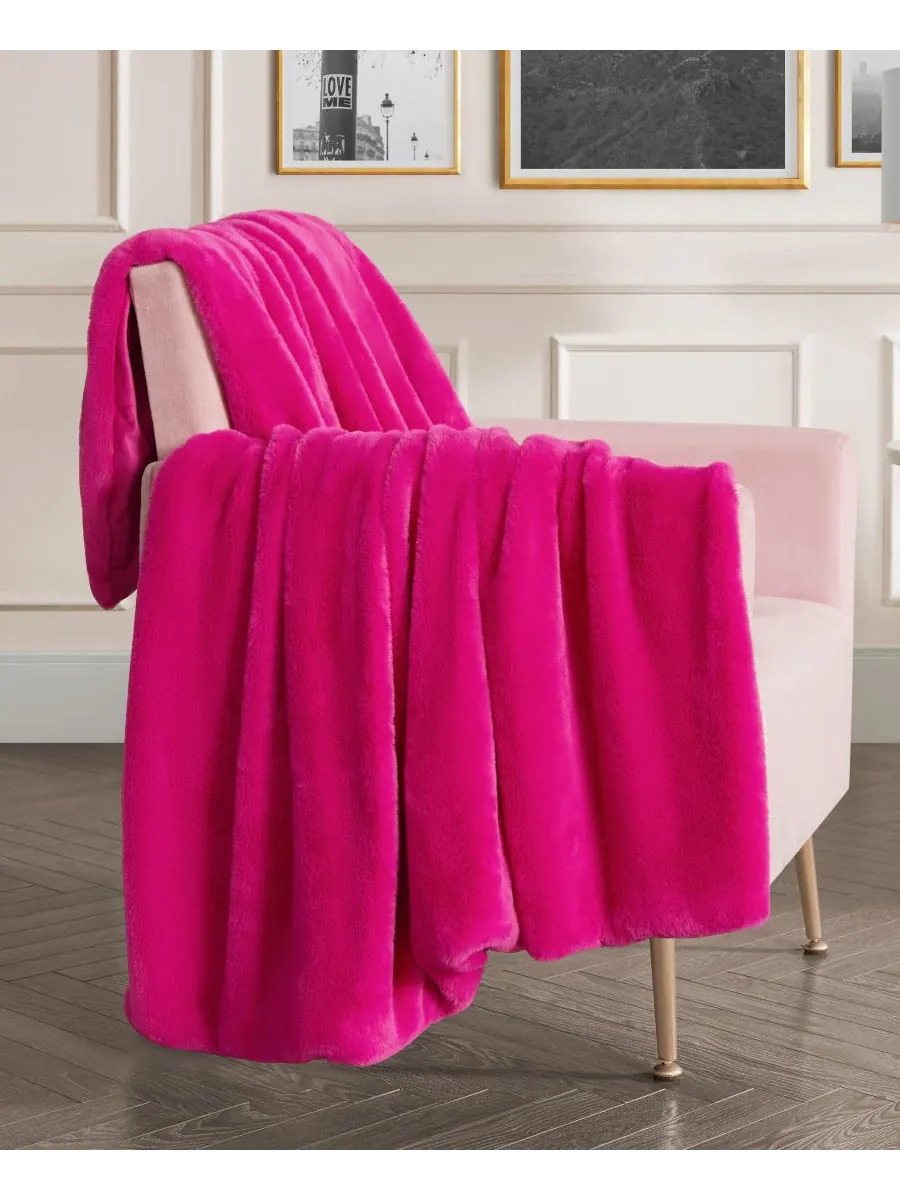 Плед из искусственного меха кроличьего меха, 50 x 70 дюймов Juicy Couture — изображение 2 из 7, розовый