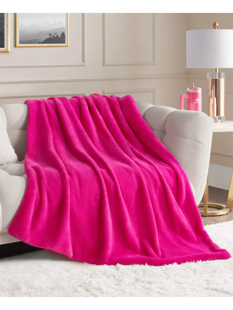 Плед из искусственного меха кроличьего меха, 50 x 70 дюймов Juicy Couture — изображение 3 из 7, розовый