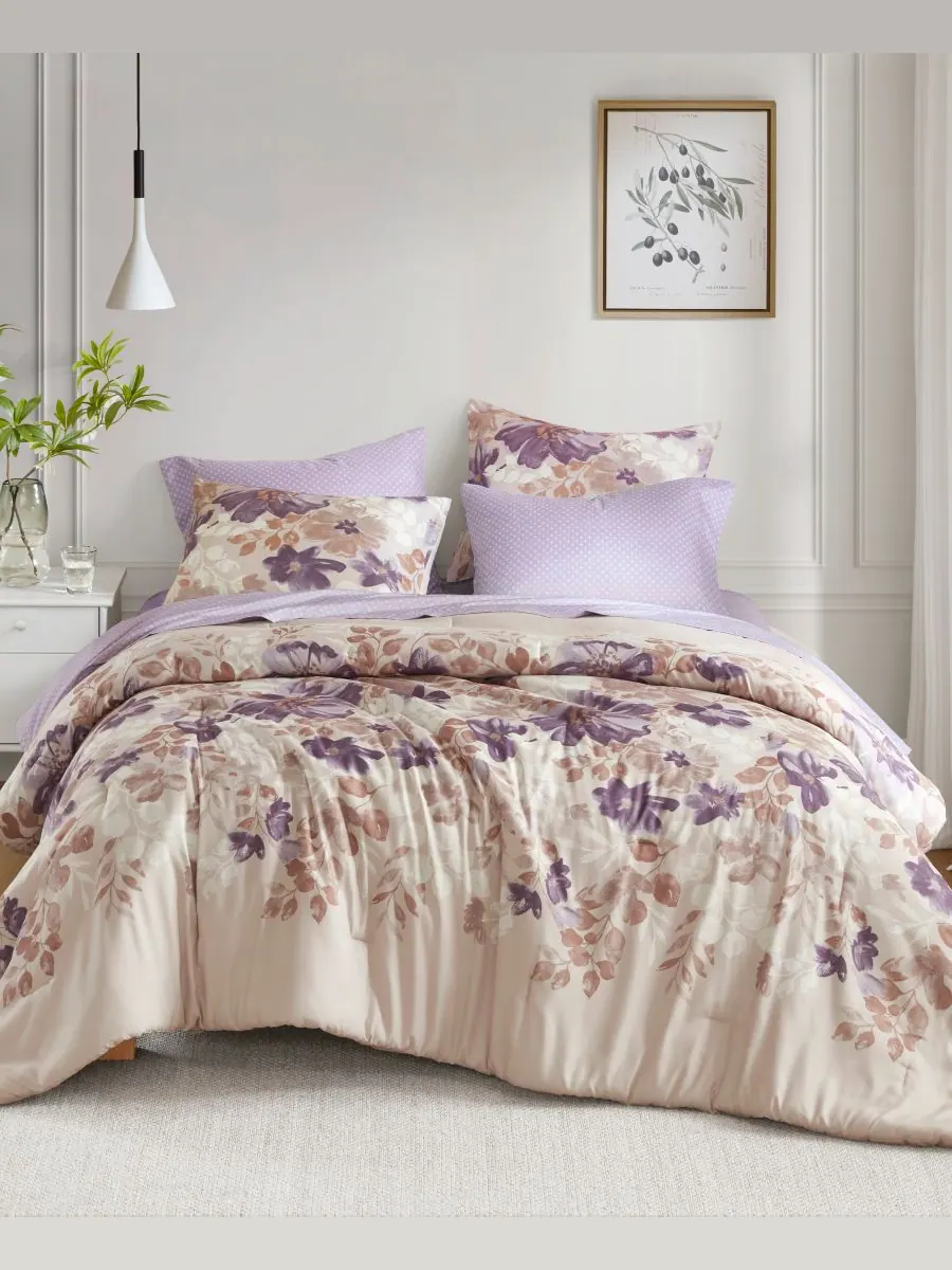 Комплект постельного белья Luna Floral, 7 предметов, размер Queen Madison Park Essentials — изображение 1 из 10, тауп
