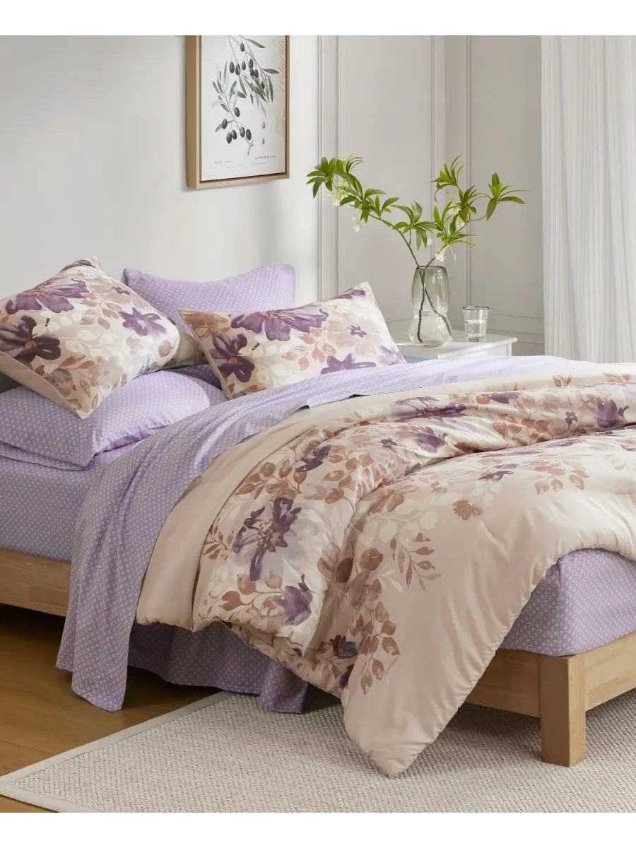 Комплект постельного белья Luna Floral, 7 предметов, размер Queen Madison Park Essentials — изображение 3 из 10, тауп