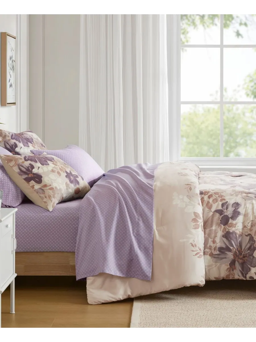 Комплект постельного белья Luna Floral, 7 предметов, размер Queen Madison Park Essentials — изображение 4 из 10, тауп