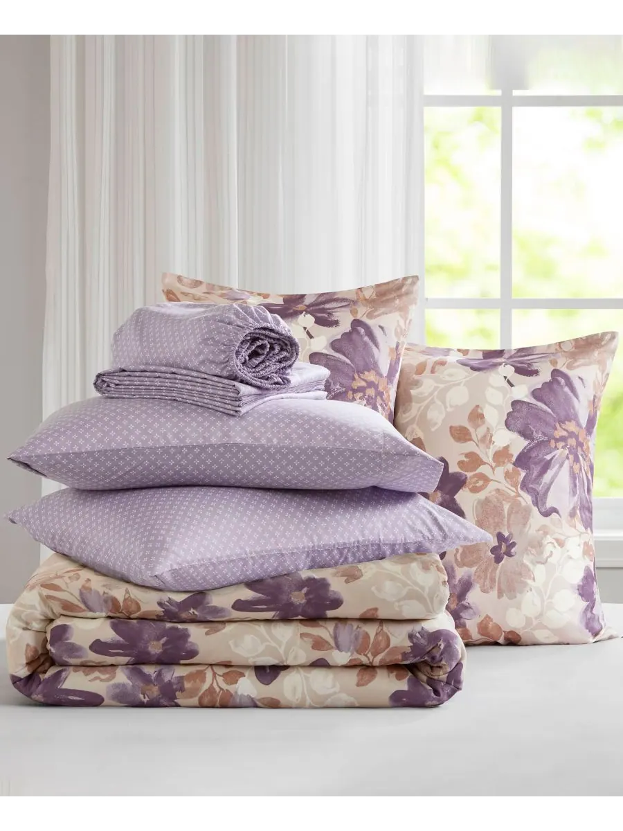 Комплект постельного белья Luna Floral, 7 предметов, размер Queen Madison Park Essentials — изображение 7 из 10, тауп