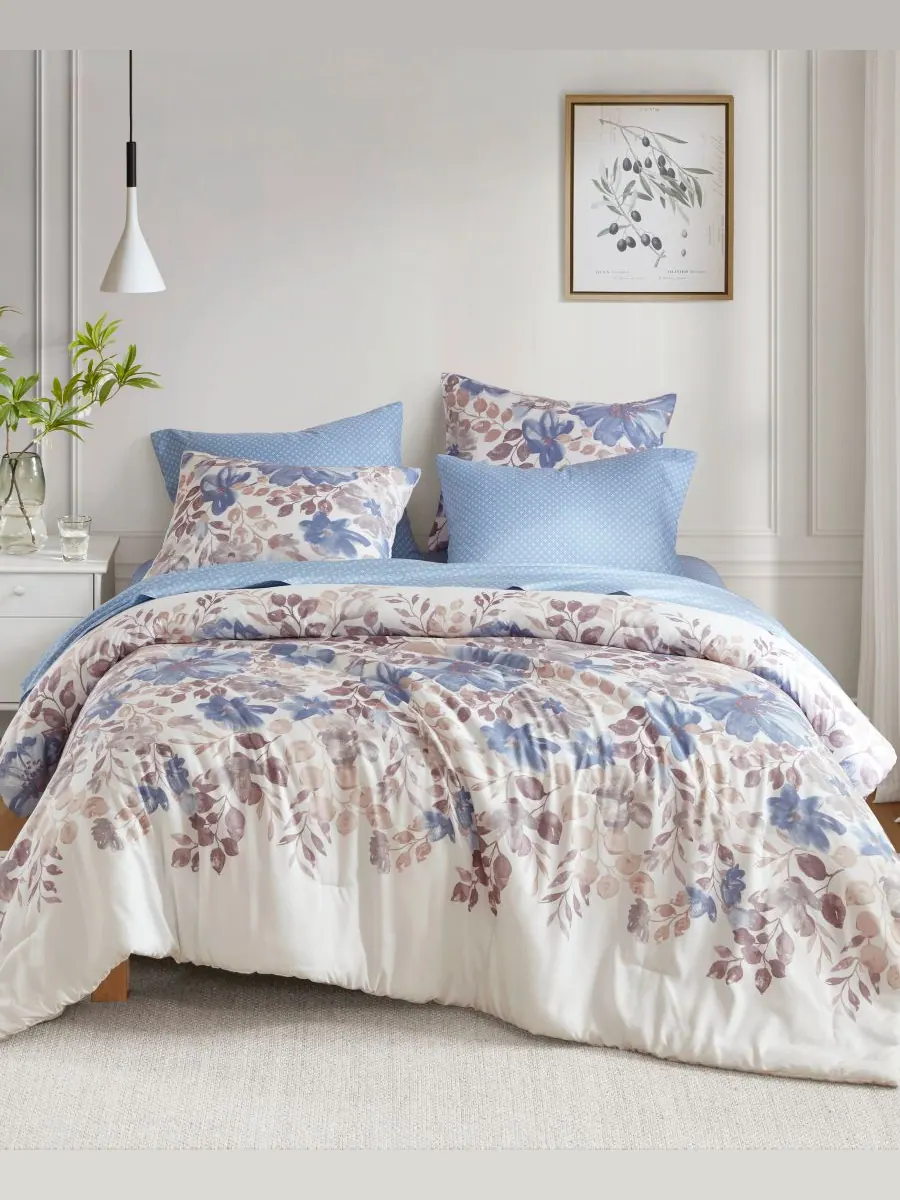 Комплект постельного белья Luna Floral, 7 предметов, размер Queen Madison Park Essentials — синий