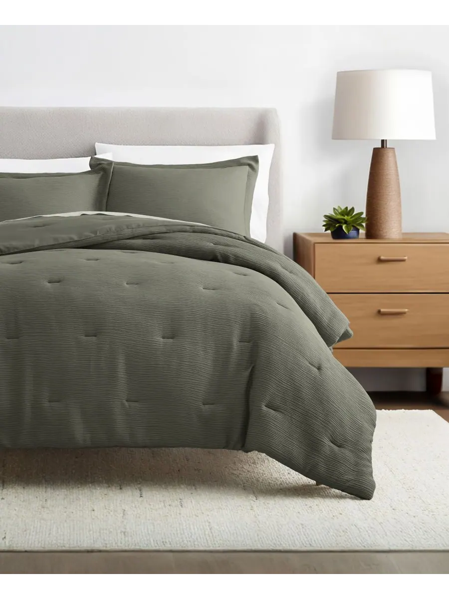 Комплект постельного белья Cloud Weave из 3 предметов, размер Twin/Twin XL ienjoy Home — изображение 1 из 6, оливковый