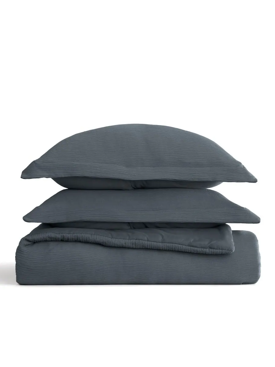 Комплект постельного белья Cloud Weave из 3 предметов, размер Twin/Twin XL ienjoy Home — изображение 2 из 6, синий