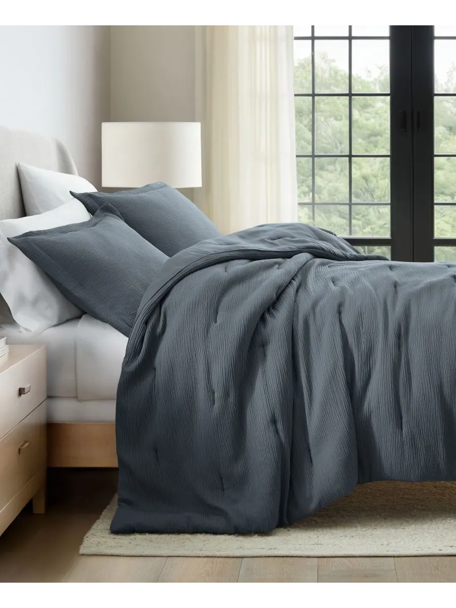 Комплект постельного белья Cloud Weave из 3 предметов, размер Twin/Twin XL ienjoy Home — изображение 4 из 6, синий
