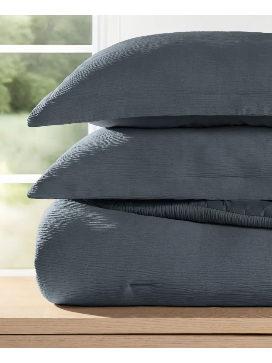Комплект постельного белья Cloud Weave из 3 предметов, размер Twin/Twin XL ienjoy Home — изображение 6 из 6, синий