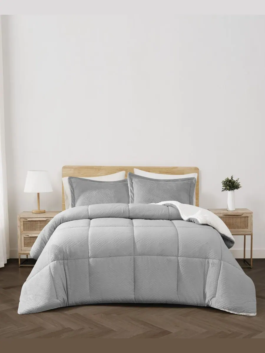 Комплект постельного белья Carved Softness из 3 предметов, размер King Cannon — серый