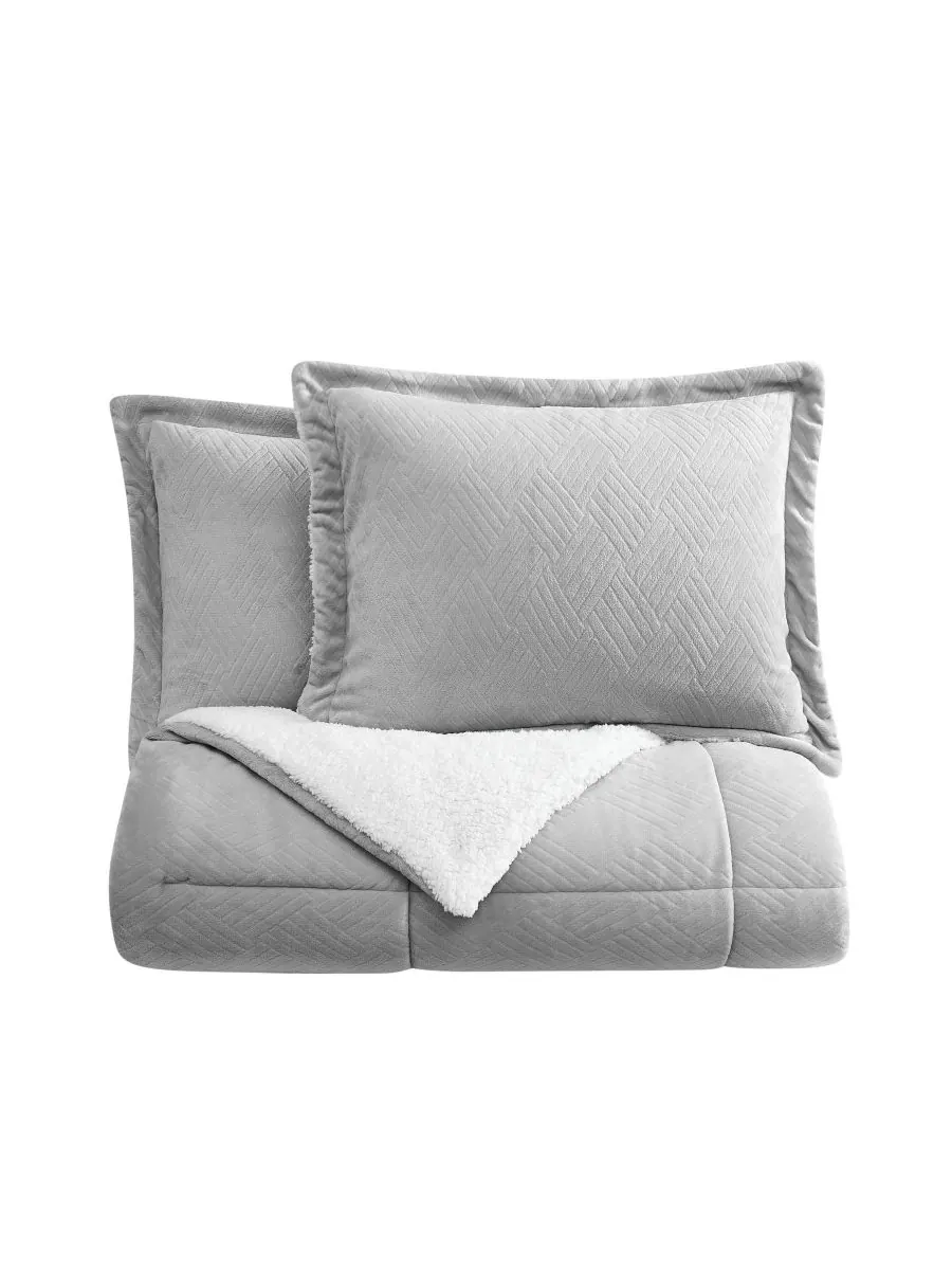 Комплект постельного белья Carved Softness из 3 предметов, размер King Cannon — изображение 2 из 4, серый