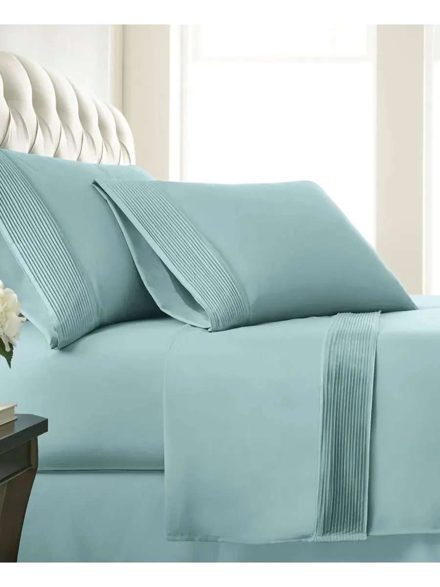 Элегантный плиссированный комплект постельного белья 53 см, очень глубокий, с карманами, размер — изображение 3 из 6, синий
