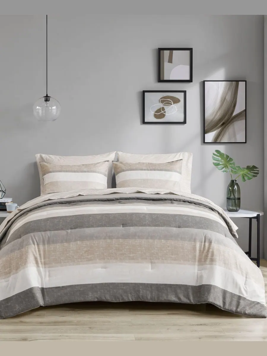 Комплект постельного белья Jaxon Wide Stripe из 5 предметов, размер Twin Madison Park Essentials — серый