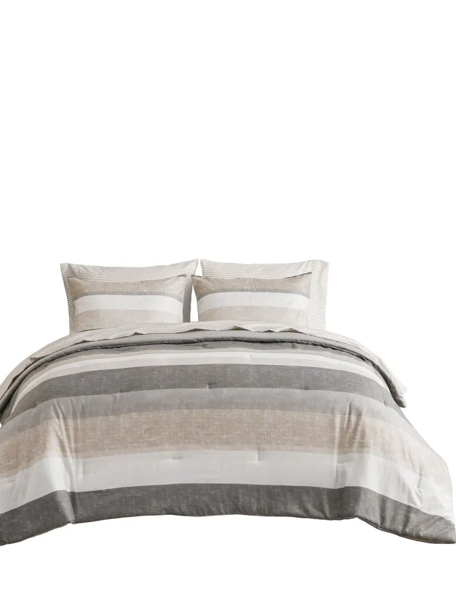 Комплект постельного белья Jaxon Wide Stripe из 5 предметов, размер Twin Madison Park Essentials — изображение 9 из 10, серый