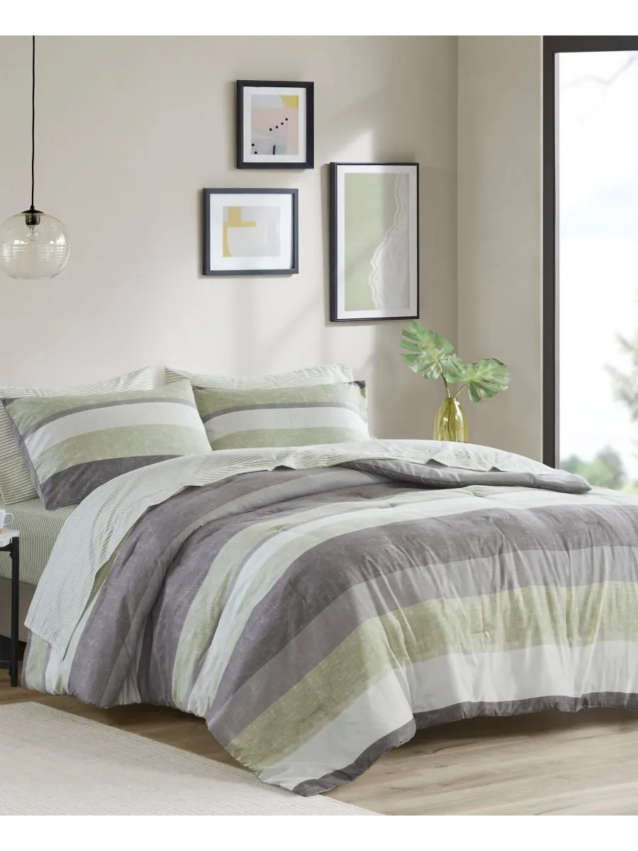 Комплект постельного белья Jaxon Wide Stripe, 5 предметов, размер Twin Madison Park Essentials — изображение 9 из 9