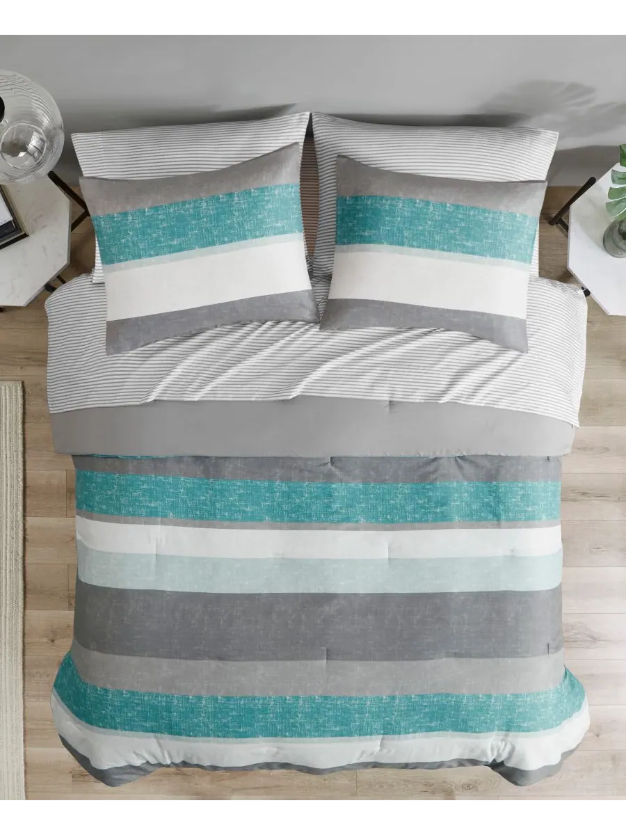 Комплект постельного белья Jaxon Wide Stripe, 5 предметов, размер Twin Madison Park Essentials — изображение 3 из 10